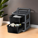 KUBER INDUSTRIES 2 Layer Plastic Modular Storage Drawer Organizer with Wheels | Grey & Black Plastic Free Standing Chest of Drawers