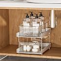 Kuber Industries 3 Layer Polypropylene Clear Sliding Makeup Drawer Storage Organizer BoxStand | Cosmetic Storage Box for Women | Dressing Table Organiser for Jewellry, Skincare &amp; Perfume | White