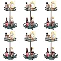 Kuber Industries 2-Layer Rotating Spice Rack|Square Shelf For Cabinet Countertop|360-Degree Rotable Kitchen Trolley|Fruit Basket Pack of 6 (Dark Green)