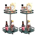 Kuber Industries 2-Layer Rotating Spice Rack|Square Shelf For Cabinet Countertop|360-Degree Rotable Kitchen Trolley|Fruit Basket Pack of 2 (Dark Green)