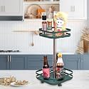 Kuber Industries 2-Layer Rotating Spice Rack|Square Shelf For Cabinet Countertop|360-Degree Rotable Kitchen Trolley|Fruit Basket Pack of 2 (Dark Green)