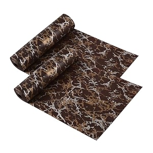 kuber industries 2 pcs 3 mtr eva anti-slip multipurpose shelf liners for kitchen shelves wardrobe drawer cupbaord  fridge mats amp sheets  self cutting modular kitchen accessories  marble - brown