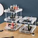 Kuber Industries 3 Layer Polypropylene Clear Sliding Makeup Drawer Storage Organizer BoxStand | Cosmetic Storage Box for Women | Dressing Table Organiser for Jewellry, Skincare &amp; Perfume | White