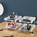 Kuber Industries 3 Layer Polypropylene Clear Sliding Makeup Drawer Storage Organizer BoxStand | Cosmetic Storage Box for Women | Dressing Table Organiser for Jewellry, Skincare &amp; Perfume | White