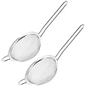 Kuber Industries 2 Pcs Fine Mesh 5 Inch Soup and Juice Strainer Stainless Steel with Long Handle | Chalni for Kitchen Big Size | Matcha Strainer/Filter/Sieve for Various Liquids | Silver