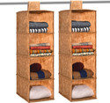KUBER INDUSTRIES 2 Pcs Foldable 4 Shelf Hanging Closet Organizer | New Flower - Brown Closet Organizer