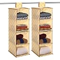 Kuber Industries Non Woven Hanging 4 Shelves Foldable Wardrobe Organizer- (Brown)-HS40KUBMART23985