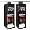 Kuber Industries Non Woven Hanging 4 Shelves Foldable Wardrobe Organizer- (Brown)-HS40KUBMART23985