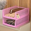 Kuber Industries 12 Pcs Foldable Kids Wardrobe Organizer for Clothes Storage | Stackable Slide Out Baby Dress Organiser for Wardrobe - Home Organizers for Girls Cupboard Closet | Blue