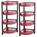 Kuber Industries 2 Pcs Plastic 4-Tier Collapsible Multi-Purpose Storage Rack | Onion Potato Rack for Kitchen, Home, Bathroom &amp; Vanity | Fruits &amp; Vegetables Basket Shelf Stand | Brown