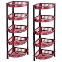 Kuber Industries 2 Pcs Plastic 5-Tier Collapsible Multi-Purpose Storage Rack | Onion Potato Rack for Kitchen, Home, Bathroom &amp; Vanity | Fruits &amp; Vegetables Basket Shelf Stand | Brown