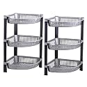 Kuber Industries 2 Pcs Plastic 3-Tier Collapsible Multi-Purpose Storage Rack | Onion Potato Rack for Kitchen, Home, Bathroom &amp; Vanity | Fruits &amp; Vegetables Basket Shelf Stand | Silver
