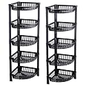 Kuber Industries 2 Pcs Plastic 5-Tier Collapsible Multi-Purpose Storage Rack | Onion Potato Rack for Kitchen, Home, Bathroom &amp; Vanity | Fruits &amp; Vegetables Basket Shelf Stand | Black