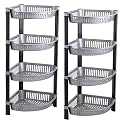 Kuber Industries 2 Pcs Plastic 4-Tier Collapsible Multi-Purpose Storage Rack | Onion Potato Rack for Kitchen, Home, Bathroom &amp; Vanity | Fruits &amp; Vegetables Basket Shelf Stand | Silver