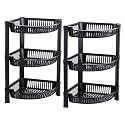 Kuber Industries 2 Pcs Plastic 3-Tier Collapsible Multi-Purpose Storage Rack | Onion Potato Rack for Kitchen, Home, Bathroom &amp; Vanity | Fruits &amp; Vegetables Basket Shelf Stand | Black