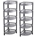 Kuber Industries 2 Pcs Plastic 5-Tier Collapsible Multi-Purpose Storage Rack | Onion Potato Rack for Kitchen, Home, Bathroom &amp; Vanity | Fruits &amp; Vegetables Basket Shelf Stand | Silver
