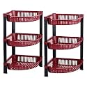 Kuber Industries 2 Pcs Plastic 3-Tier Collapsible Multi-Purpose Storage Rack | Onion Potato Rack for Kitchen, Home, Bathroom &amp; Vanity | Fruits &amp; Vegetables Basket Shelf Stand | Brown
