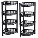 Kuber Industries 2 Pcs Plastic 4-Tier Collapsible Multi-Purpose Storage Rack | Onion Potato Rack for Kitchen, Home, Bathroom &amp; Vanity | Fruits &amp; Vegetables Basket Shelf Stand | Black