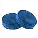 Kuber Industries 2 Pcs Heavy Velvet 16 Inch Chair Pad for Dining, Office &amp; Home | Soft Cushion with Center Tuft | Support for Long Sitting | Navy Blue