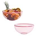 Kuber Industries 2 Pcs Metal Fruits &amp; Vegetables Basket Bowl | Veggie Baskets for Dining Table Accessories | Storage Bowls for Decorative Pantry, Home &amp; Kitchen Multi-Purpose Use - Pink