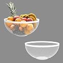 Kuber Industries 2 Pcs Metal Fruits &amp; Vegetables Basket Bowl | Veggie Baskets for Dining Table Accessories | Storage Bowls for Decorative Pantry, Home &amp; Kitchen Multi-Purpose Use - White