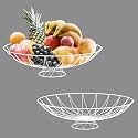 Kuber Industries 2 Pcs Metal Fruits &amp; Vegetables Basket Bowl with Holding Stand | Veggie Baskets for Dining Table Accessories | Storage Bowls for Decorative Pantry, | Wrought - White