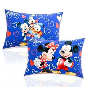 kuber industries 2 pcs microfiber 16x24 inch pillows for bed  washable amp neck support soft pillow for sleeping bedroom and living room  disney print - blue