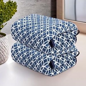 kuber industries 2 pcs microfiber 19x38 inch soft face towels for women and men  280 gsm quick dry amp absorbent hanging hand towels for wash basin bathroom kitchen and home  circle - blue