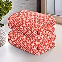 Kuber Industries 2 Pcs Microfiber 19x38 Inch Soft Face Towels for Women and Men | 280 GSM Quick Dry &amp; Absorbent Hanging Hand Towels for Wash Basin Bathroom, Kitchen and Home | Circle - Red