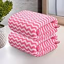 Kuber Industries 2 Pcs Microfiber 19x38 Inch Soft Face Towels for Women and Men | 280 GSM Quick Dry &amp; Absorbent Hanging Hand Towels for Wash Basin Bathroom, Kitchen and Home | Zig Zag - Pink