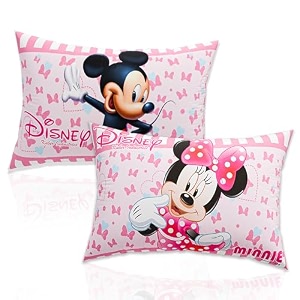 kuber industries 16x24 inch microfiber pillows for bed  washable amp neck support soft pillow for sleeping bedroom and living room  disney print - pink