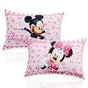 Kuber Industries 16x24 Inch Microfiber Pillows for Bed | Washable & Neck Support Soft Pillow for Sleeping Bedroom and Living Room | Disney Print - Pink