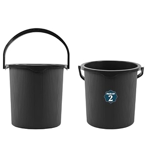 kuber industries 25 ltr plastic bucket for bathroom  sturdy and easy grip handle  big bucket for bathing  magnite 25  grey