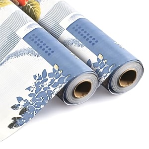 kuber industries 10mtr pvc reversible shelf liners for kitchen shelves  cupboard mat for wardrobe  kitchen shelf mats roll  flower check design - blue