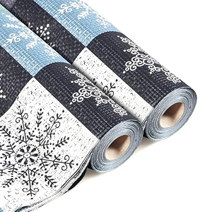 kuber industries 2 pcs pvc 5 mtr waterproof shelf liners for kitchen shelves  cupboard mat for wardrobe  kitchen shelf mats roll  star design - green and blue