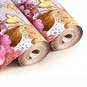 Kuber Industries 2 Pcs PVC 5 Mtr Waterproof Shelf Liners for Kitchen Shelves | Cupboard Mat for Wardrobe | Kitchen Shelf Mats Roll | Gulab Design - Blue &amp; Pink