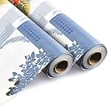 Kuber Industries 2 Pcs PVC 10Mtr Reversible Shelf Liners for Kitchen Shelves | Cupboard Mat for Wardrobe | Kitchen Shelf Mats Roll | Flower Check Design - Blue