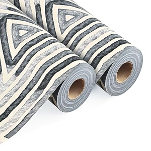 kuber industries 2 pcs pvc 3 mtr shelf liners for kitchen shelves  anti slip mat for fridge cabinet cupboard amp drawers  triangle - grey