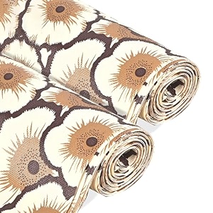 kuber industries 5 meter pvc shelf liners for kitchen shelves  cupboard mats roll for wardrobe  drawer and fridge shelf mat roll  cabinet liners for shelves  flower - cream amp brown