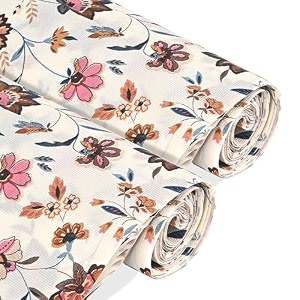 kuber industries 2 pcs pvc shelf liners for kitchen shelves  5 meter cupboard mats roll for wardrobe  drawer and fridge shelf mat roll  cabinet liners for shelves  barik flower - cream