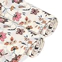 Kuber Industries 2 Pcs PVC Shelf Liners for Kitchen Shelves | 5 Meter Cupboard Mats Roll for Wardrobe | Drawer and Fridge Shelf Mat Roll | Cabinet Liners for Shelves | Barik Flower - Cream