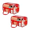 Kuber Industries 2 Pcs PVC Waterproof Transparent Small Travel Toiletry Bag for Man/Woman with Handle | Cosmetic/Makeup Organizer Pouch for Skincare &amp; Shaving Kit | Red