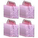 Kuber Industries Paper, Plastic Non Woven Gift Bag Tote/Carry Bags With Handles Party Favor Pack of 50- Flower(Pink) (F_26_KUBBMART016974)