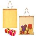 Kuber Industries 2 Pcs Tissue Organza Fabric 12x16 Inch Potli Bags for Ladies | Potli Bags for Return Gifting &amp; Shagun, Wedding | Party Handbags for Festive Seasons | Gota Work - Yellow &amp; Cream