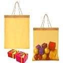 Kuber Industries 2 Pcs Tissue Organza Fabric 12x16 Inch Potli Bags for Ladies &amp; Girls | Potli Bags for Return Gifting &amp; Shagun, Wedding | Party Handbags for Festive Seasons | Gota Work - Yellow