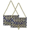 Kuber Industries Clutch Purse | Hand Purse | Ladies Hand Purse with Handle | Traditional Shagun Purse | Baby Shower Purse | Gifting Clutch Purse | Mirror Check Purse | Pack of 3 | Multicolor