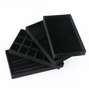 kuber industries 20 pieces velvet jewelry trays organizer  jewelry storage box  jewelry organizershowcase holder dresser organizer for earring necklace bracelet ring  pack of 5  ybl4-01  beige