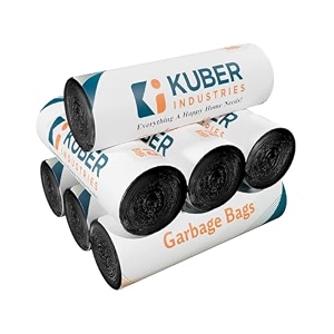 kuber industries 210 pcs garbage bags medium  plastic bags for dustbin  dust bin covers for daily waste  trash bags for kitchen bathroom amp office  black