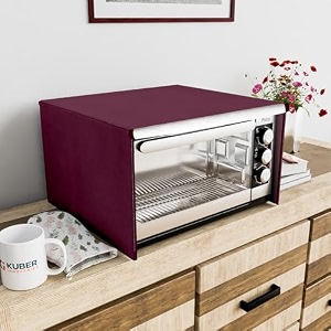 kuber industries dots design pvc microwave oven full closure cover for 25 litre grey ctktc33266
