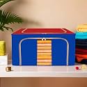 Kuber Industries 24 Liter Clothes Storage Box | Foldable Steel Frame Clothes Organizer | Storage Box For Wardrobe-Saree-Shirts And Blankets | Underbed Storage Bag | Red &amp; Blue